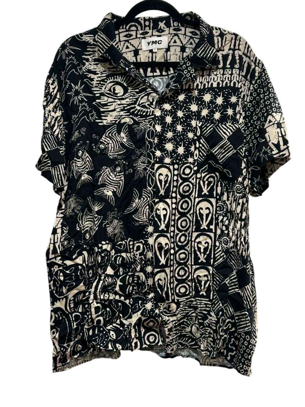 YMC Men's Button Down Short Sleeve Shirt Size L Large